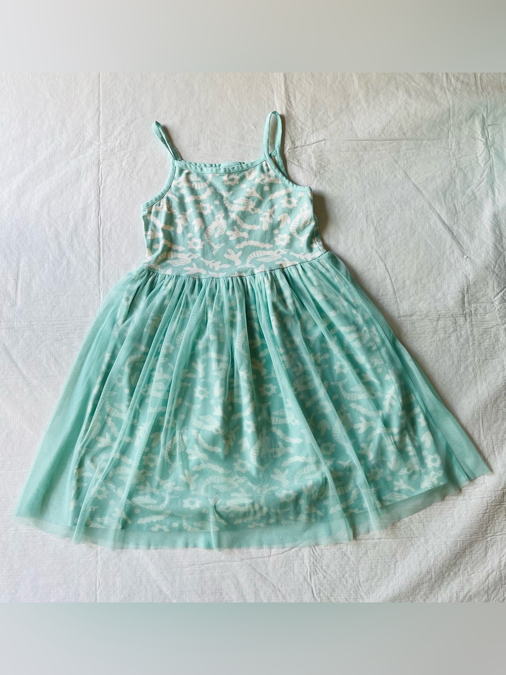 Hanna Andersson mint green mermaid knit with tulle overlay skirt dress